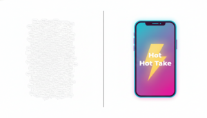 Minimalist split-screen graphic showing dating app burnout versus the direct efficiency of Hot Take Dating.