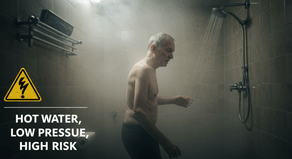 🎞️ Segment 5 – Hot Shower Danger:
