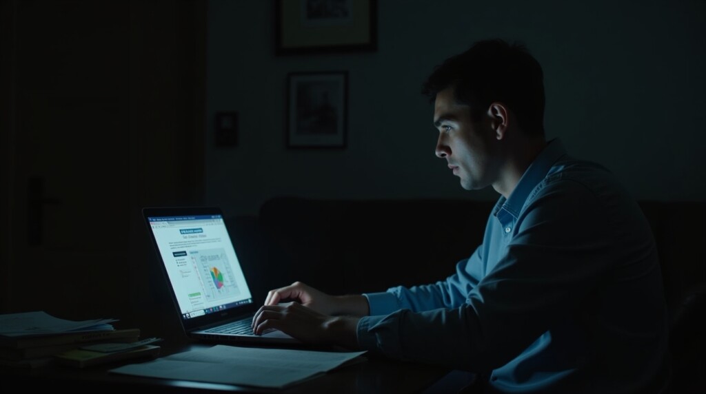 Prompt ảnh: Harold at night in his living room, laptop glowing, reading scientific research. On the screen: “Mayo Clinic – 1929”. Next to him, papers, books, and a note: “Oat bran – 40g/day”. Dark room, cinematic lighting, sense of discovery. 