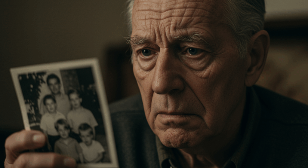 Prompt: A poignant close-up of an elderly man looking at a family photograph with a confused, distant expression, as if struggling to connect with the memory. The lighting is soft and melancholic. photorealistic, cinematic lighting, ultra-detailed, 8K, shot on Sony Alpha A7S III --ar 16:9
